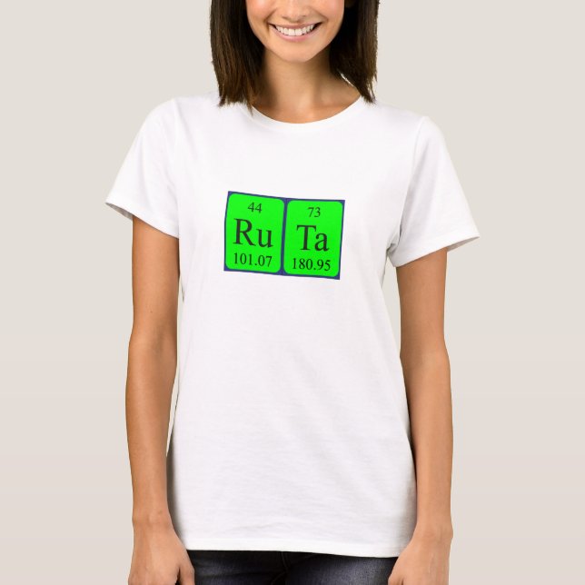 T-shirt Chemise de nom de table périodique Ruta (Devant)