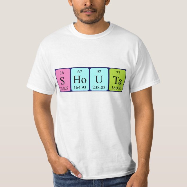 T-shirt Chemise de nom de table périodique Shouta (Devant)
