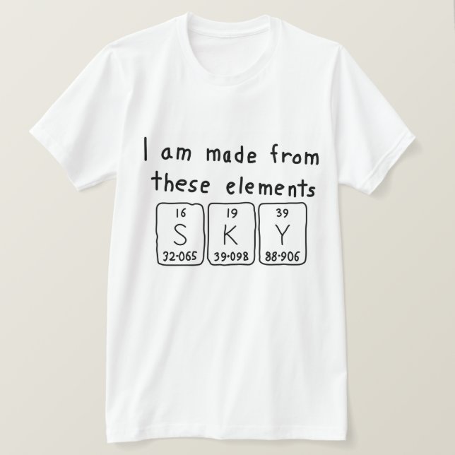 T-shirt Chemise de nom de table périodique Sky (Design devant)