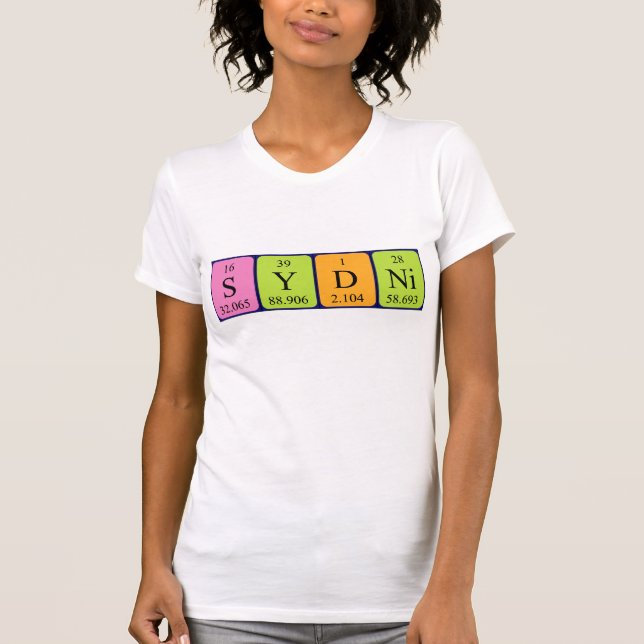 T-shirt Chemise de nom de table périodique Sydni (Devant)