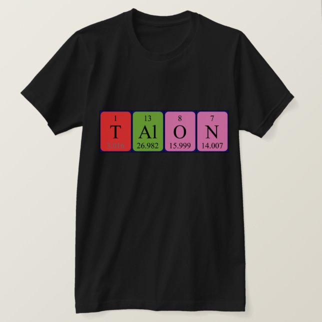 T-shirt Chemise de nom de table périodique Talon (Design devant)