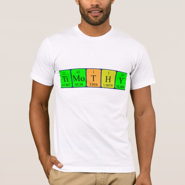 T-shirt Chemise de nom de table périodique Timothy (Devant)