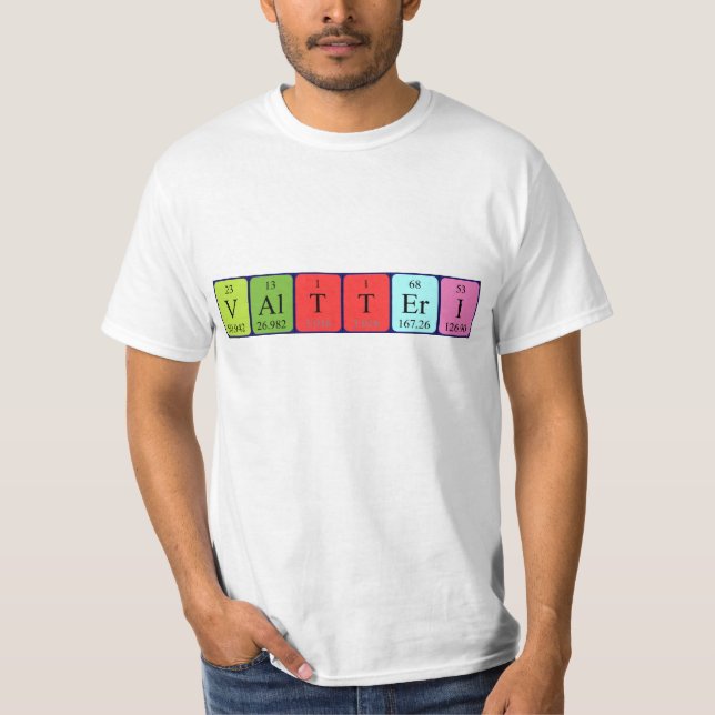 T-shirt Chemise de nom de table périodique Valtteri (Devant)
