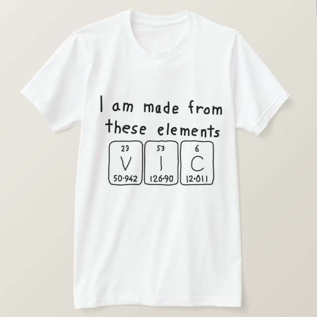 T-shirt Chemise de nom de table périodique Vic (Design devant)