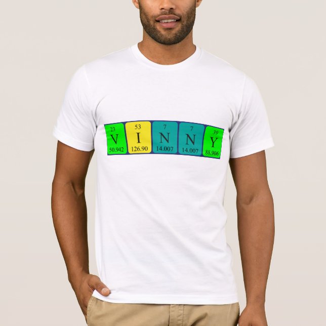 T-shirt Chemise de nom de table périodique Vinny (Devant)