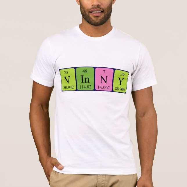 T-shirt Chemise de nom de table périodique Vinny (Devant)