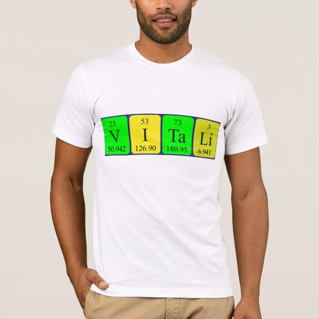 T-shirt Chemise de nom de table périodique Vitali (Devant)