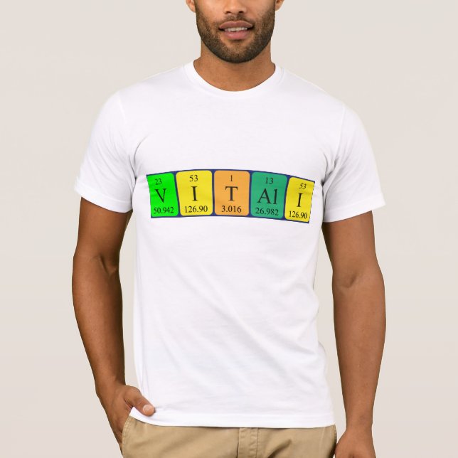 T-shirt Chemise de nom de table périodique Vitali (Devant)