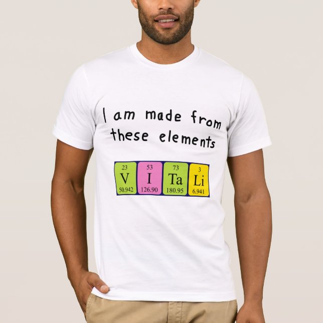 T-shirt Chemise de nom de table périodique Vitali (Devant)