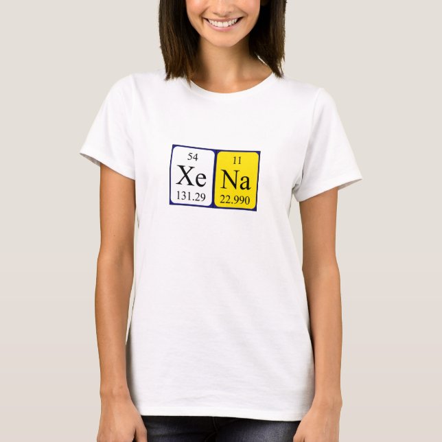 T-shirt Chemise de nom de table périodique Xena (Devant)