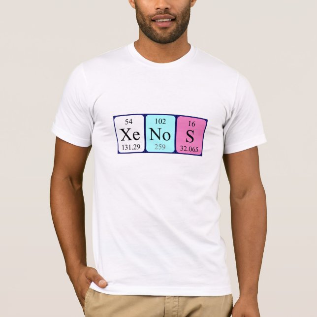 T-shirt Chemise de nom de table périodique Xenos (Devant)
