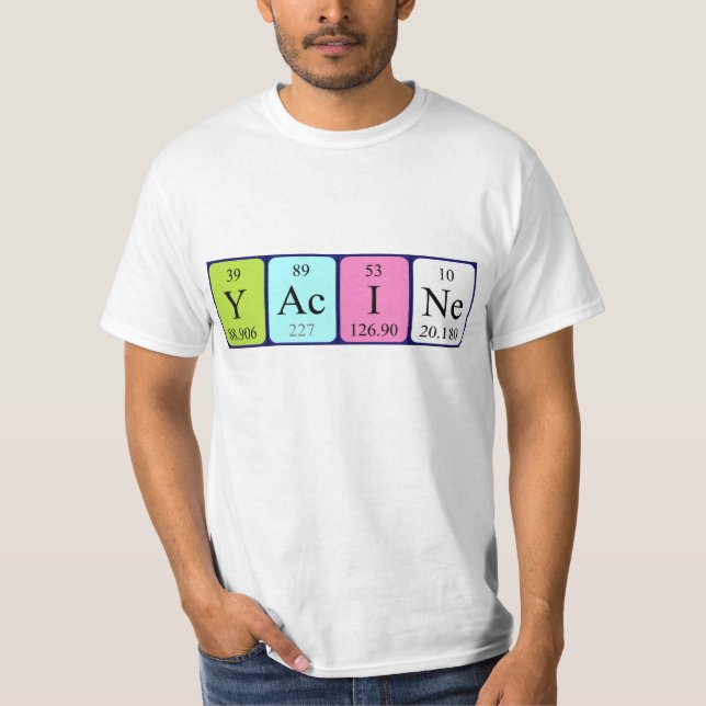 T-shirt Chemise de nom de table périodique Yacine (Devant)