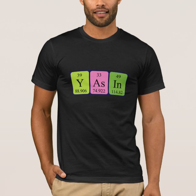 T-shirt Chemise de nom de table périodique Yasin (Devant)