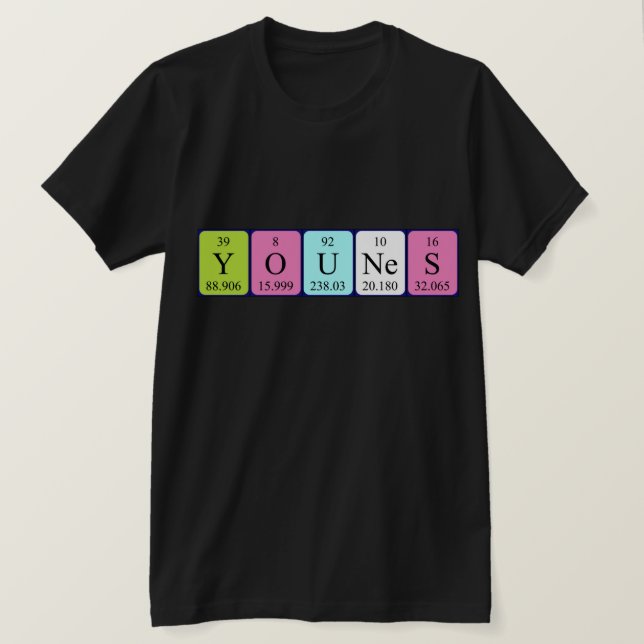 T-shirt Chemise de nom de table périodique Younes (Design devant)
