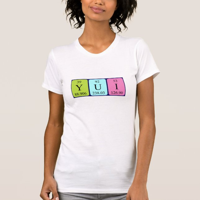 T-shirt Chemise de nom de table périodique Yui (Devant)