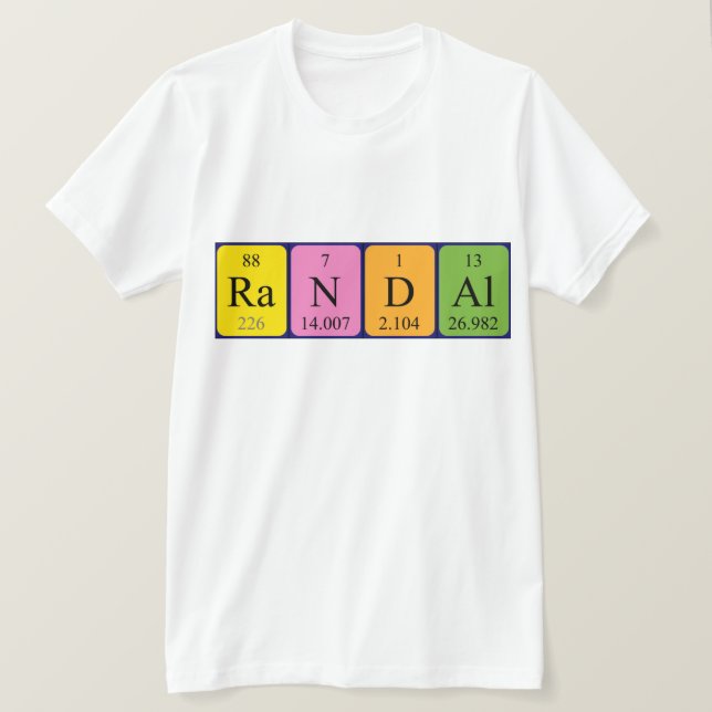 T-shirt Chemise de nom périodique aléatoire (Design devant)