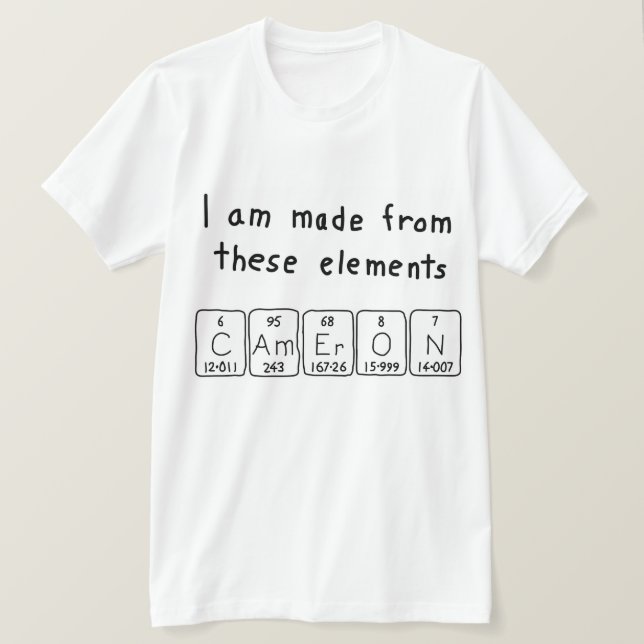 T-shirt Chemise de nom périodique Cameron (Design devant)