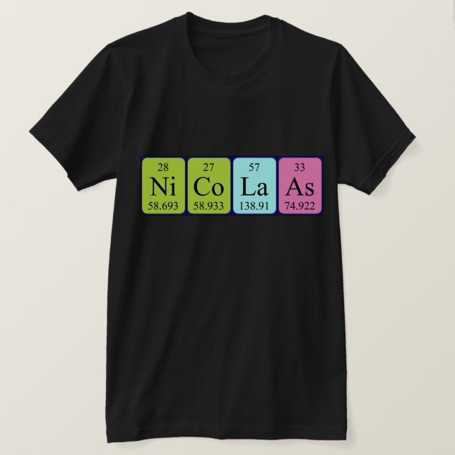T-shirt Chemise de nom périodique de la table Nicolaas (Design devant)