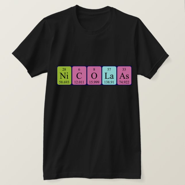 T-shirt Chemise de nom périodique de la table Nicolaas (Design devant)