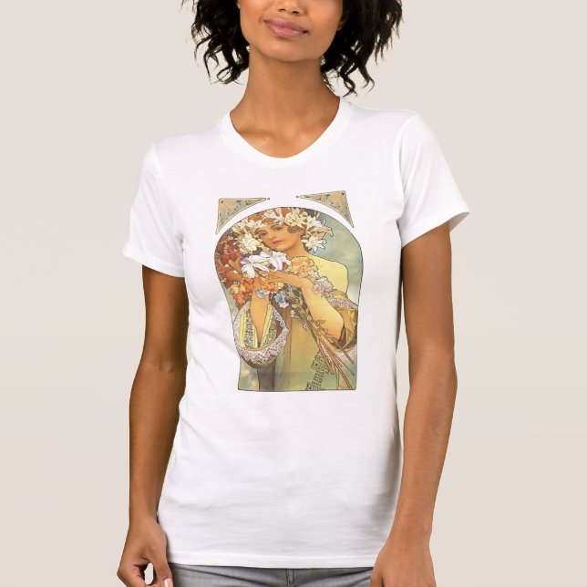 T-shirt Chemise de Nouveau d'art de "fleur" d'Alphonse (Devant)