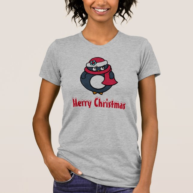 T-shirt Chemise de nuit de Noël Penguin (Devant)