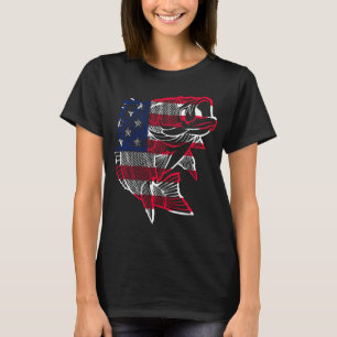 T-shirt Chemise de pêche patriotique Rouge Blanc et Bruh