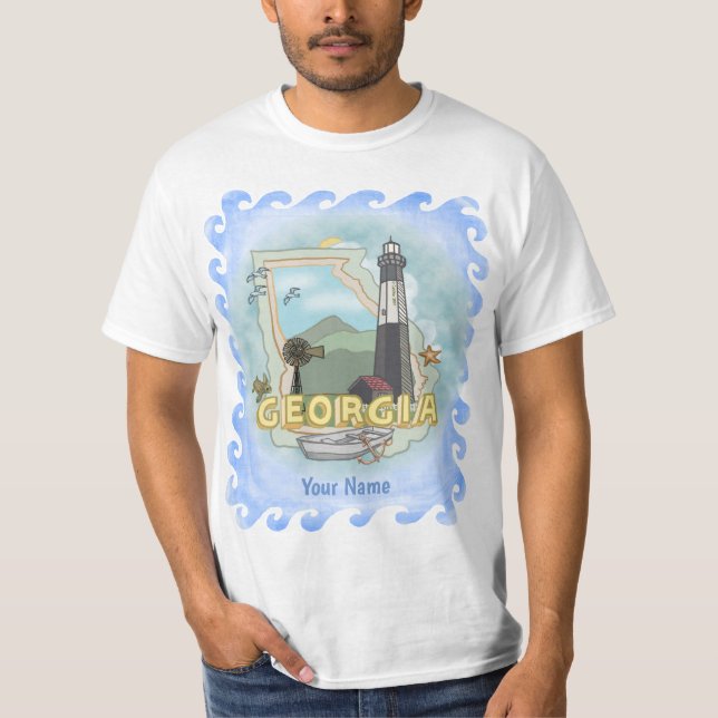 T-shirt Chemise de phare de Géorgie (Devant)