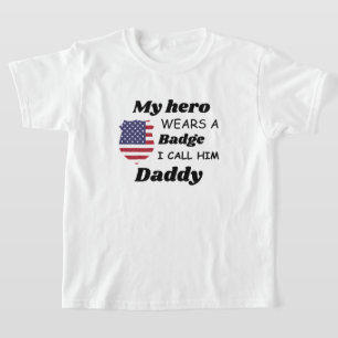 T-shirt Chemise de police pour enfants, mon héros porte un
