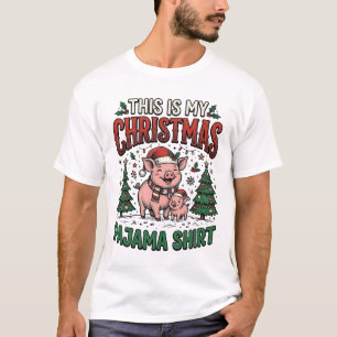 T-shirt Chemise de pyjama de Noël Cochon Mignon Vacances V