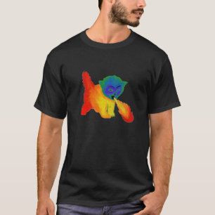 T-shirt Chemise de respiration de chaton d'arc-en-ciel du