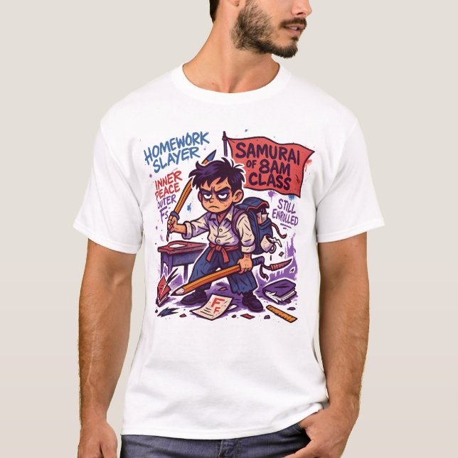 T-shirt Chemise de retour de l'élève de Samurai à l'école (Devant)