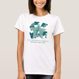 T-shirt Chemise de rétro blanc d'étoile et de guitare