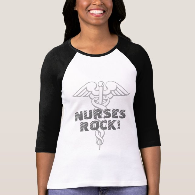 T-shirt Chemise | de roche d'infirmières noir et blanc (Devant)