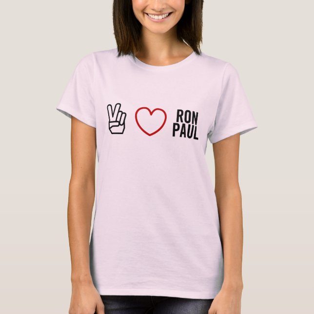 T-shirt Chemise de Ron Paul d'amour de paix (Devant)