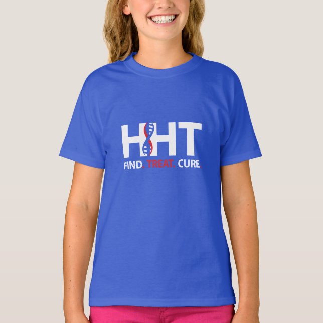T-shirt Chemise de sensibilisation Cure HHT FIND.TREAT.CUR (Devant)
