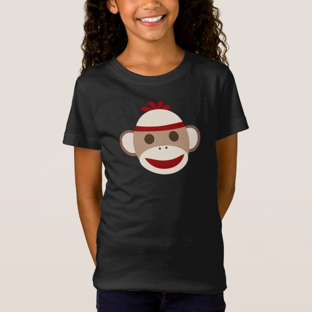 T-Shirt Chemise de singe de chaussette pour des filles (Devant)