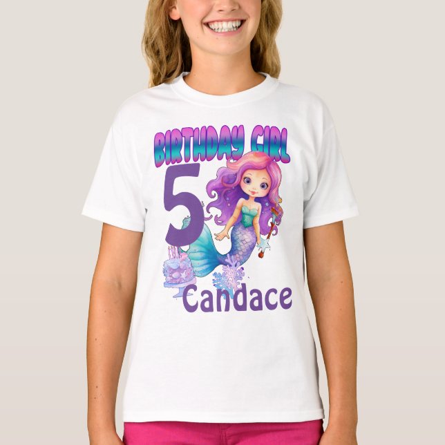 T-shirt Chemise de sirène d'anniversaire personnalisée - A (Devant)