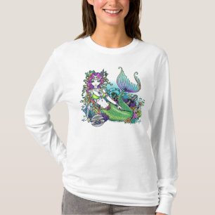 T-shirt Chemise de sirène de Scape de mer d'arc-en-ciel de