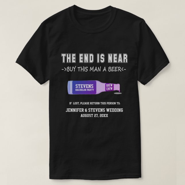 T-shirt Chemise de soirée de bachelor sur mesure (Design devant)