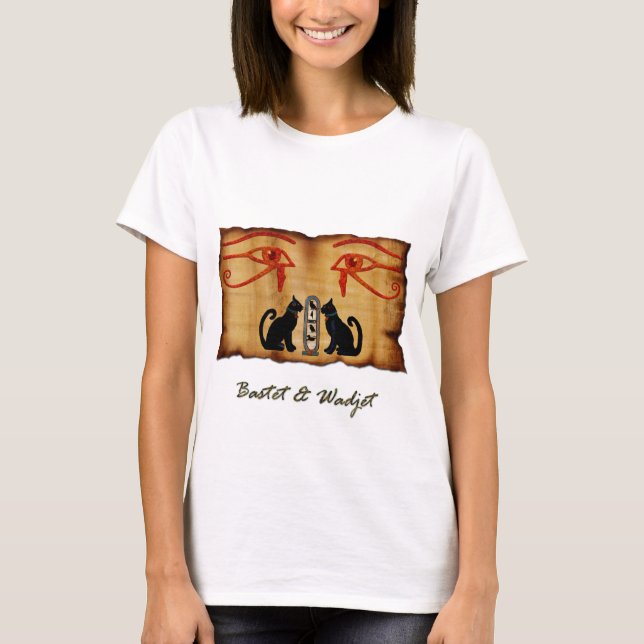 T-shirt Chemise de style égyptien Bastet & Wadjet (Devant)