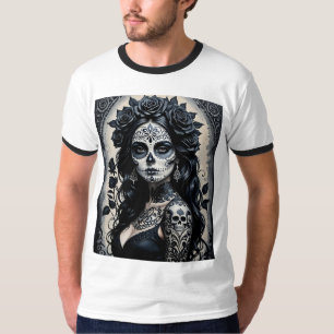 T-shirt Chemise de tatouage Rose gothique au crâne de sucr