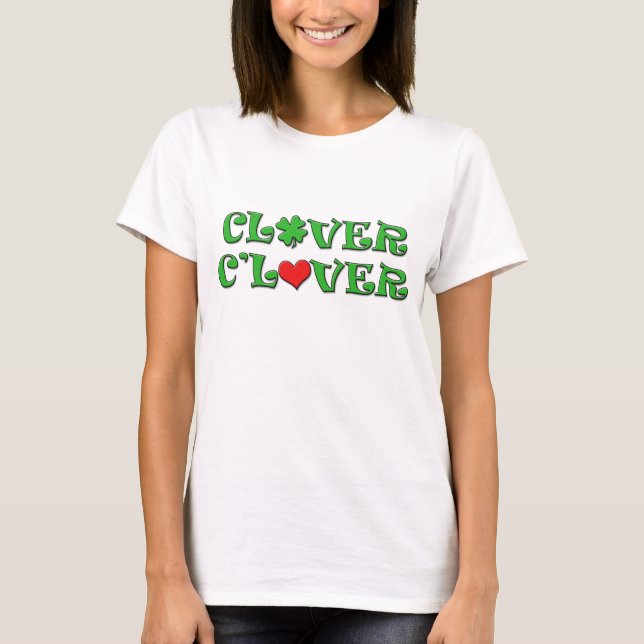 T-shirt Chemise de trèfle C'Lover {4 feuilles Clover & Hea (Devant)