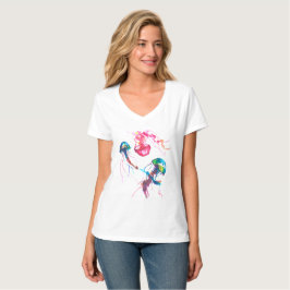 T-shirt Chemise de V-Cou de méduses