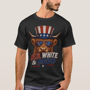 T-shirt Chemise de vache Highland Rouge Blanc & Moo - Drôl
