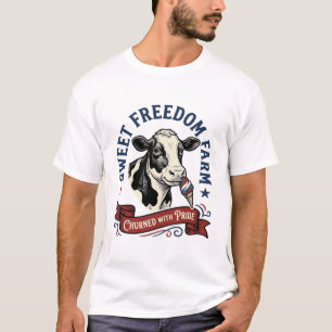 T-shirt Chemise de vache patriotique Design de ferme de gl