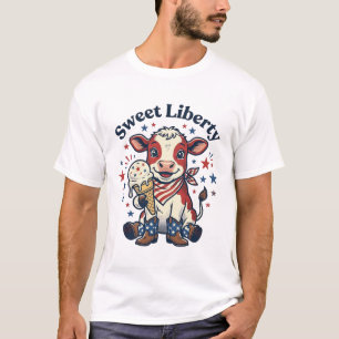T-shirt Chemise de vache patriotique Veau mignon Crème gla