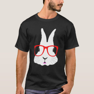 T-shirt Chemise de visage lapin de Pâques Hip hop Nerd oeu