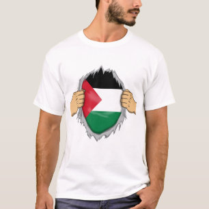 T-shirt Chemise déchirée Drapeau palestinien à l'intérieur