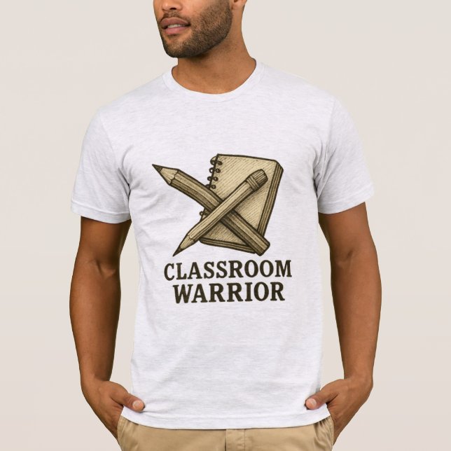 T-shirt Chemise d'enseignant guerrière en classe - Crayon  (Devant)