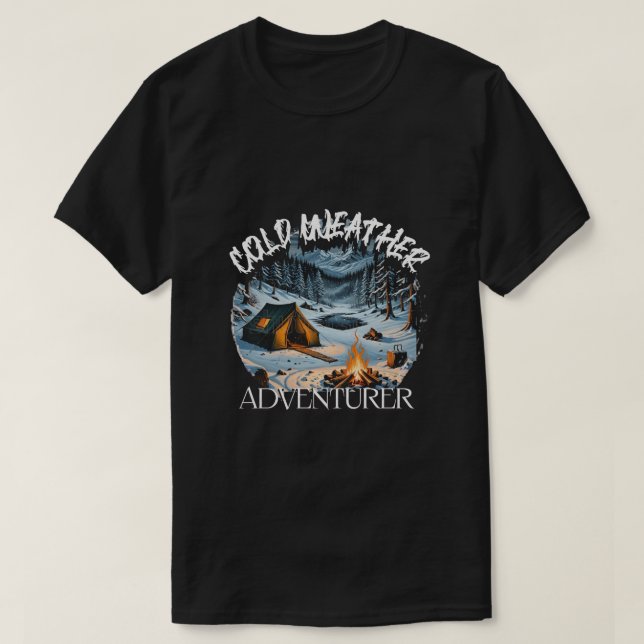 T-shirt Chemise des amateurs de camping par temps froid. (Design devant)